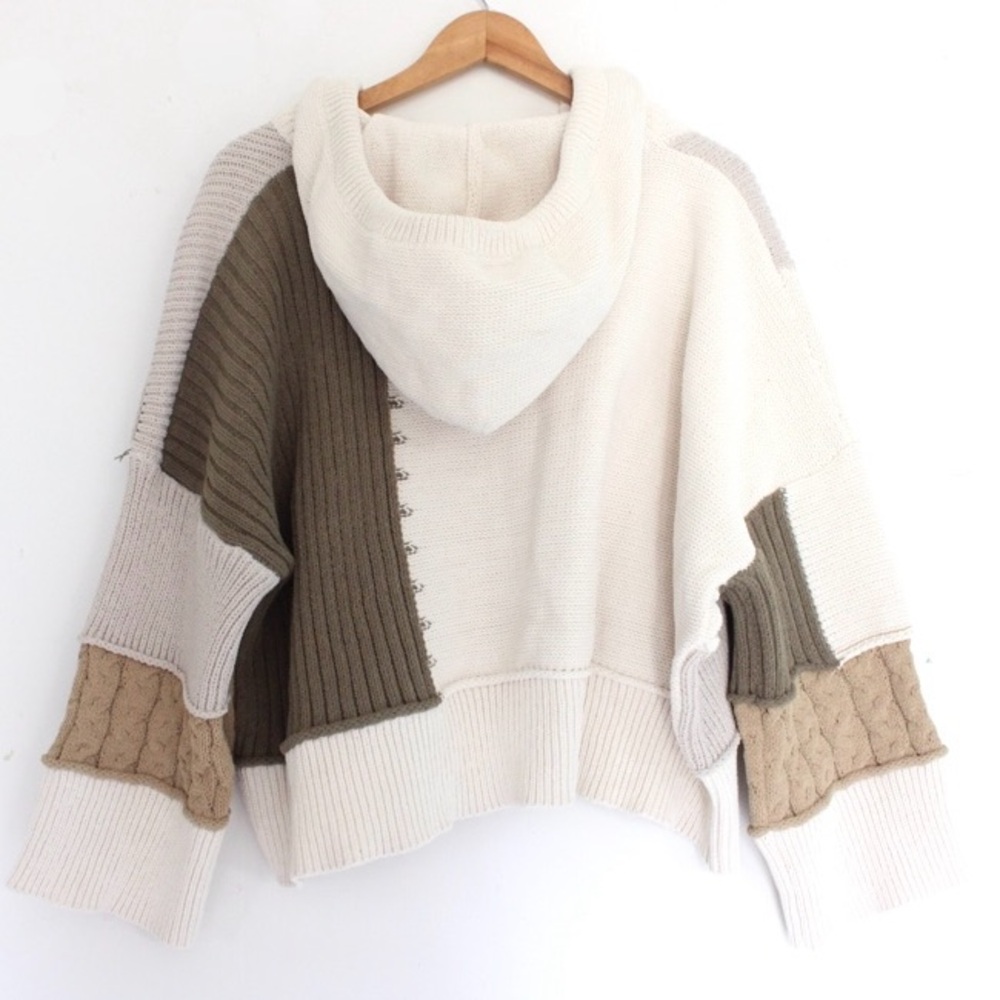 Pol Patchwork Hooded Pullover Sweater - image 2